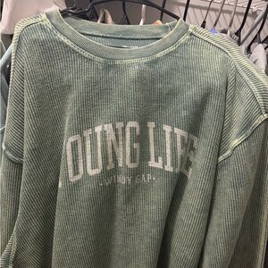 Young Life Green Sweater Vintage Corded